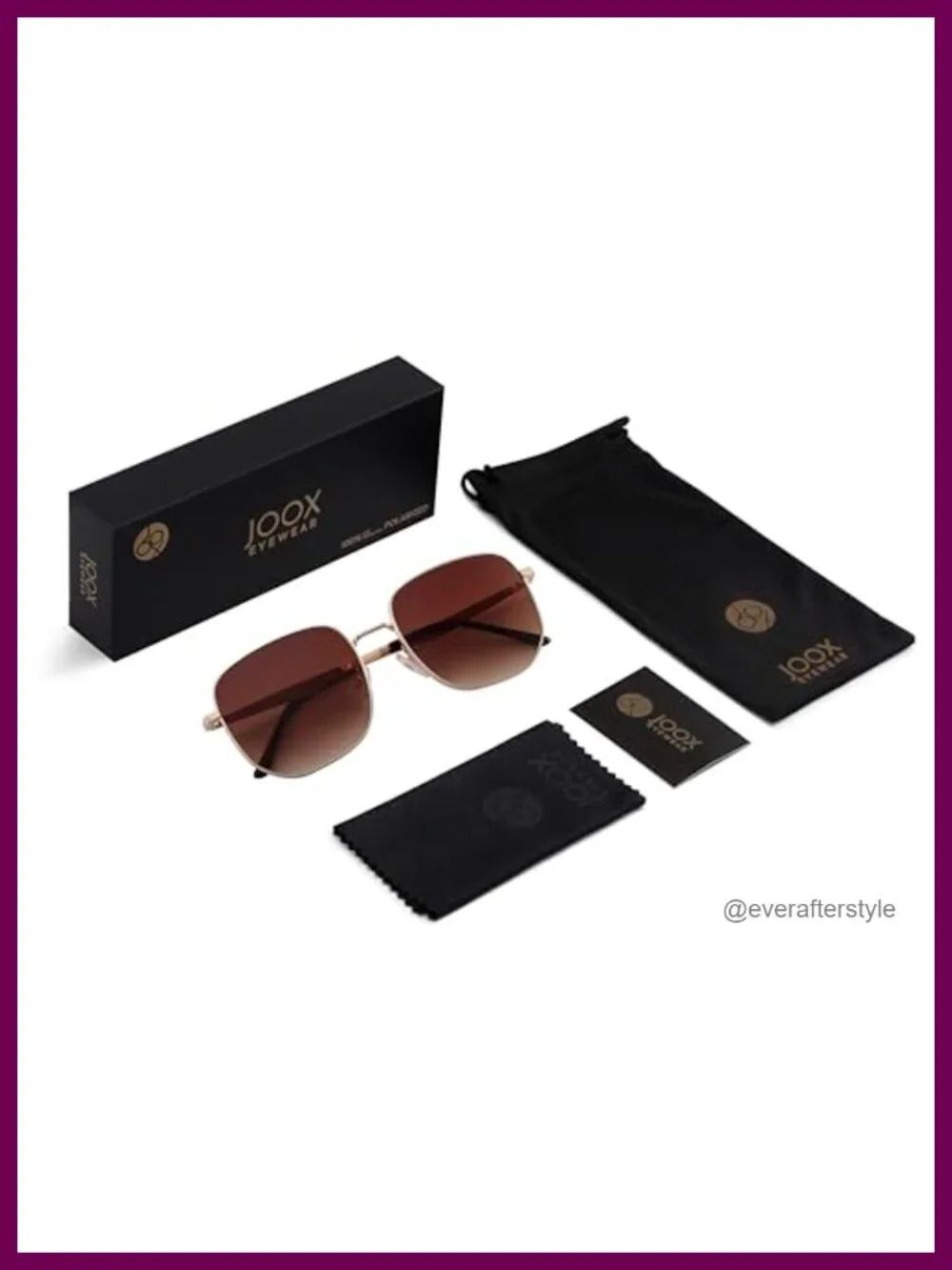 Oversized Square Sunglasses Women Retro Metal Frame UV400 Driving Shades